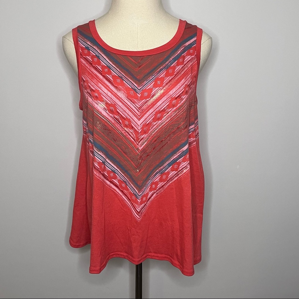THE BUCKLE // DAYTRIP Pink-Red Coral Open Back Tank Top Small
